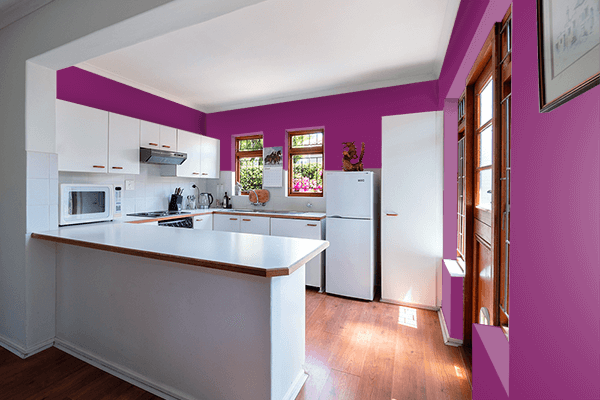 Pretty Photo frame on Dark Raspberry color kitchen interior wall color