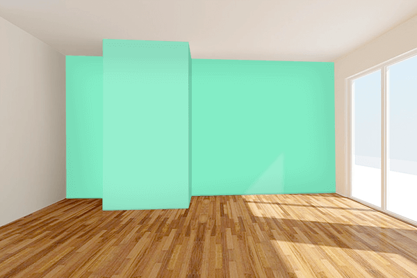 Pretty Photo frame on Pearl Aqua color Living room wal color