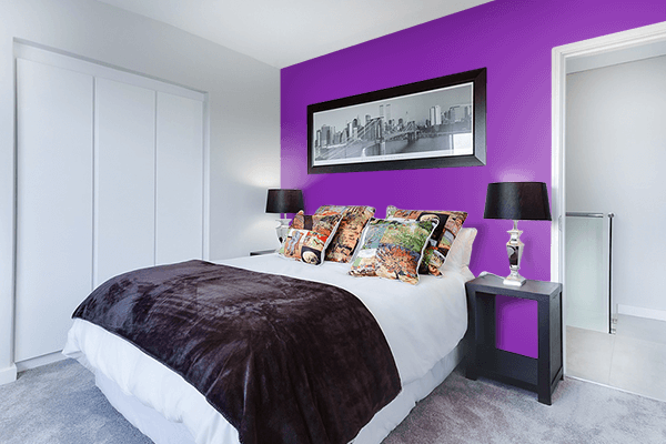 Pretty Photo frame on Grape color Bedroom interior wall color