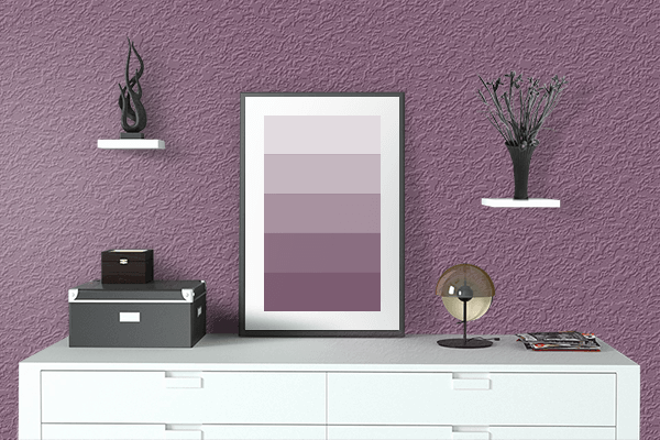 Pretty Photo frame on Blackberry color drawing room interior textured wall