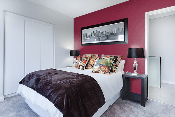Pretty Photo frame on Red-Violet (Color Wheel) color Bedroom interior wall color