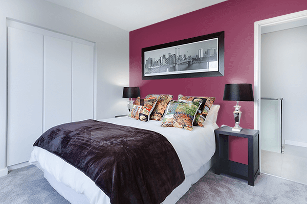 Pretty Photo frame on Dark Raspberry color Bedroom interior wall color
