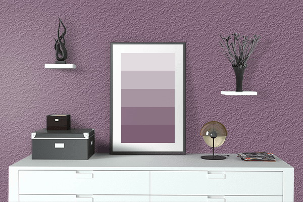 Pretty Photo frame on Blackberry color drawing room interior textured wall