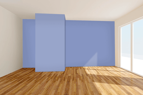 Pretty Photo frame on Dark Pastel Blue color Living room wal color