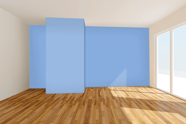 Pretty Photo frame on Light Cobalt Blue color Living room wal color