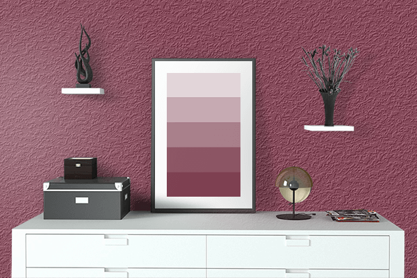 Pretty Photo frame on Solid Pink color drawing room interior textured wall