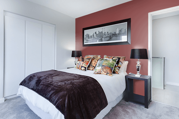 Pretty Photo frame on Cordovan color Bedroom interior wall color