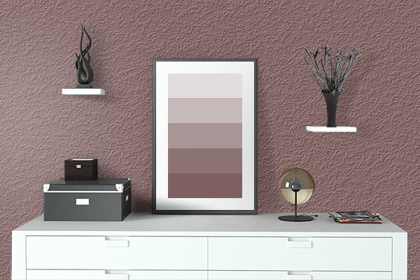 Pretty Photo frame on Rose Taupe color drawing room interior textured wall