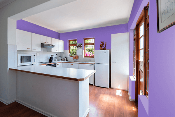 Pretty Photo frame on Middle Blue Purple color kitchen interior wall color