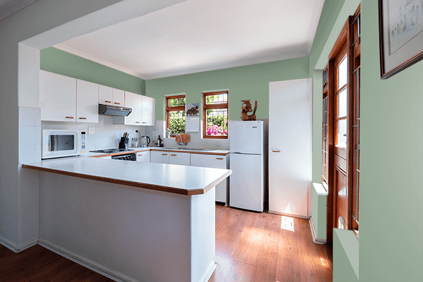 Pretty Photo frame on Dolphin Gray color kitchen interior wall color