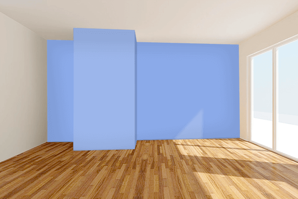 Pretty Photo frame on Light Cobalt Blue color Living room wal color