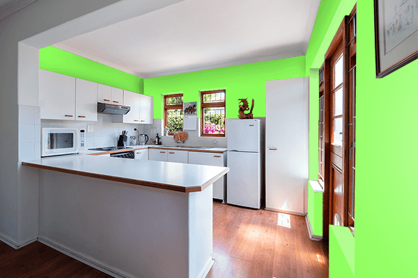 Pretty Photo frame on Kiwi color kitchen interior wall color
