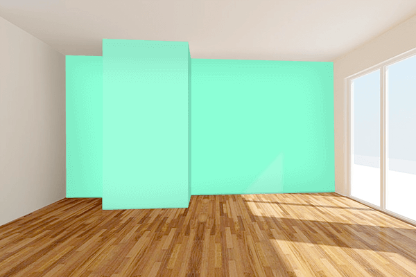 Pretty Photo frame on Aquamarine color Living room wal color