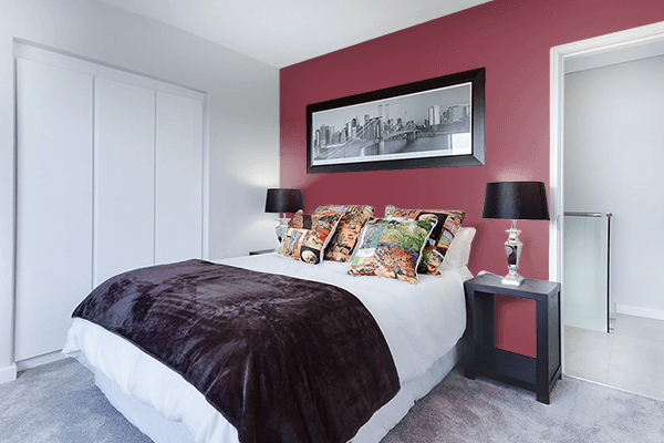 Pretty Photo frame on Cordovan color Bedroom interior wall color