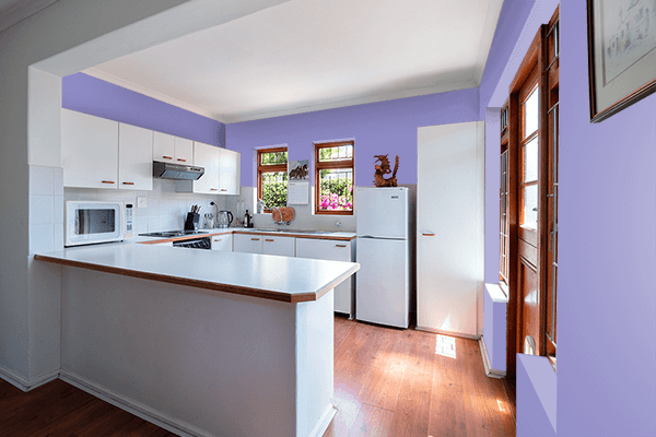 Pretty Photo frame on Ube color kitchen interior wall color