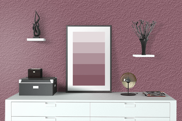 Pretty Photo frame on Mauve Taupe color drawing room interior textured wall