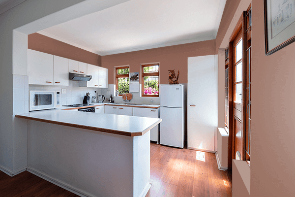 Pretty Photo frame on Dark Chestnut color kitchen interior wall color