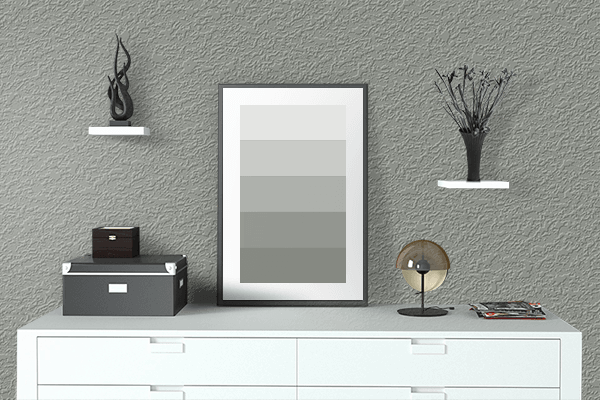 Pretty Photo frame on Philippine Gray color drawing room interior textured wall