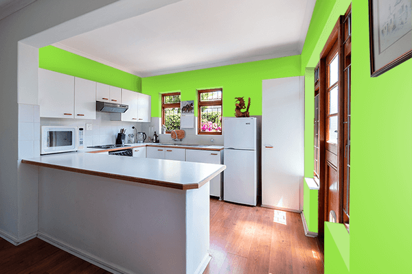 Pretty Photo frame on Kiwi color kitchen interior wall color