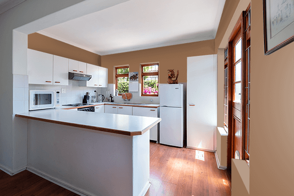 Pretty Photo frame on Liver Chestnut color kitchen interior wall color