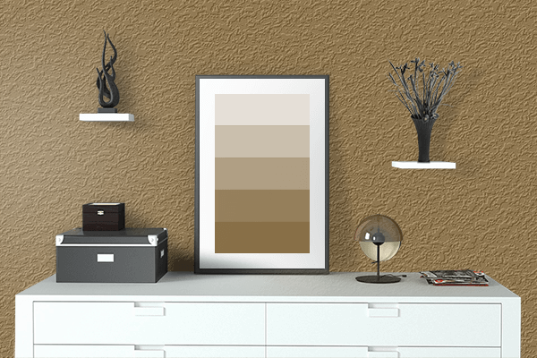 Pretty Photo frame on Metallic Sunburst color drawing room interior textured wall