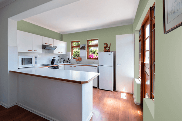 Pretty Photo frame on Artichoke color kitchen interior wall color