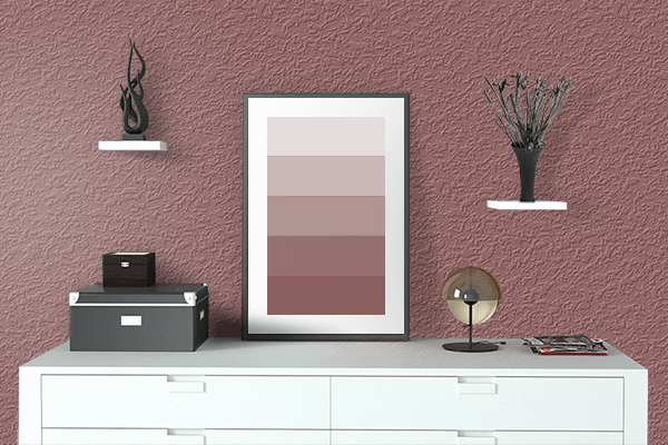 Pretty Photo frame on Rose Taupe color drawing room interior textured wall