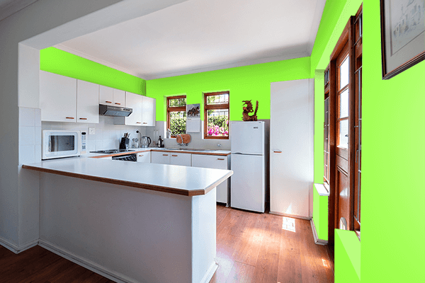 Pretty Photo frame on French Lime color kitchen interior wall color