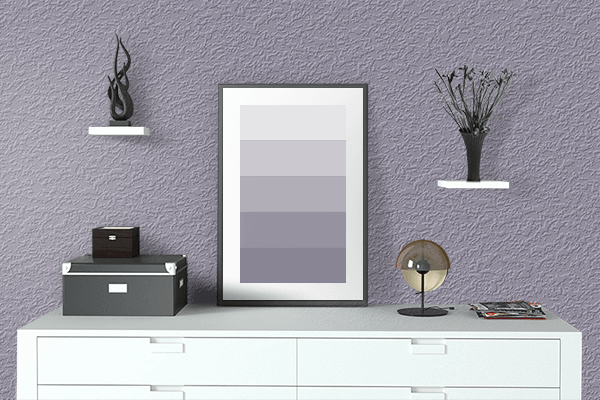 Pretty Photo frame on Deep Amethyst color drawing room interior textured wall