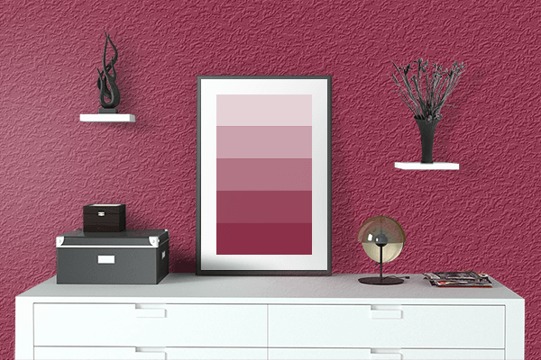 Pretty Photo frame on Big Dip O’ruby color drawing room interior textured wall