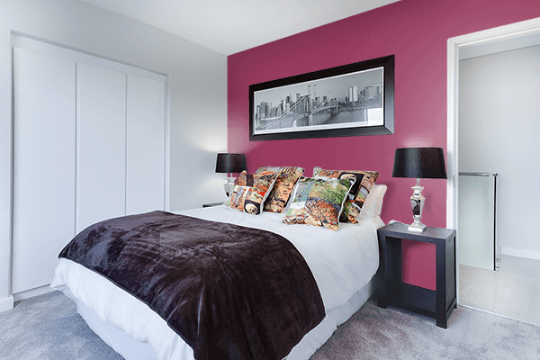 Pretty Photo frame on Quinacridone Magenta color Bedroom interior wall color