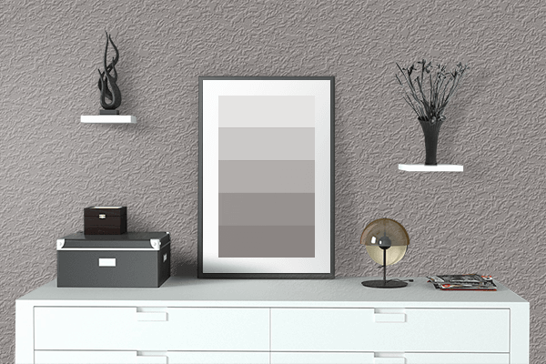 Pretty Photo frame on Spanish Gray color drawing room interior textured wall