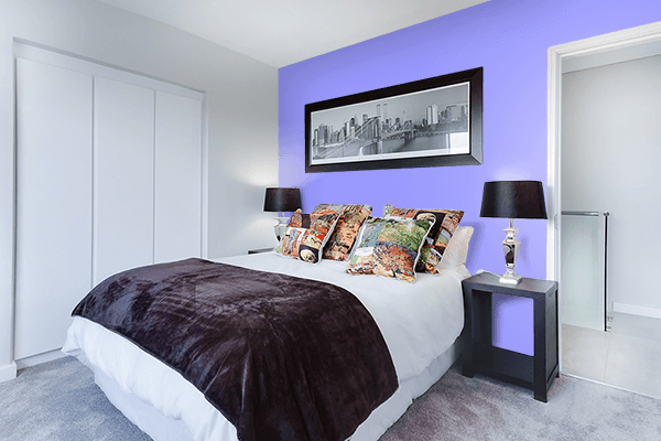 Pretty Photo frame on Maximum Blue Purple color Bedroom interior wall color