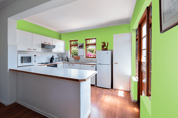 Pretty Photo frame on Pistachio color kitchen interior wall color