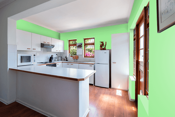 Pretty Photo frame on Light Green color kitchen interior wall color