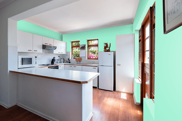 Pretty Photo frame on Magic Mint color kitchen interior wall color