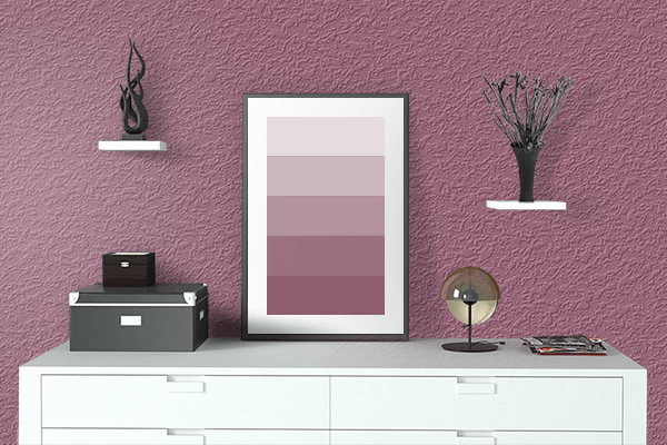 Pretty Photo frame on Rose Dust color drawing room interior textured wall