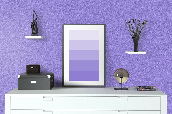 Pretty Photo frame on Lavender (Floral) color drawing room interior textured wall