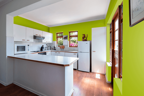 Pretty Photo frame on Apple Green color kitchen interior wall color