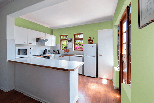 Pretty Photo frame on Olivine color kitchen interior wall color