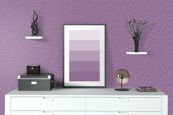 Pretty Photo frame on Purple Mountain Majesty color drawing room interior textured wall