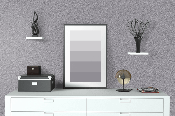 Pretty Photo frame on Manatee color drawing room interior textured wall