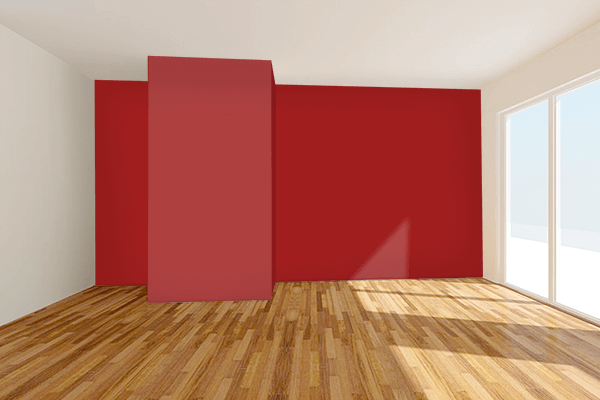Pretty Photo frame on Spartan Crimson color Living room wal color