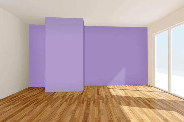 Pretty Photo frame on African Violet color Living room wal color