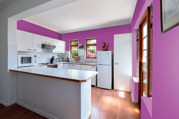 Pretty Photo frame on Plum color kitchen interior wall color