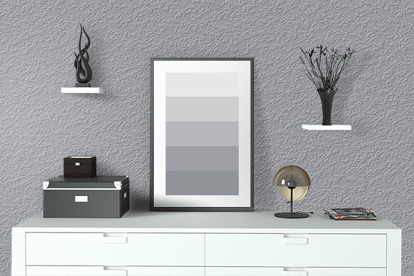 Pretty Photo frame on Metallic Silver color drawing room interior textured wall