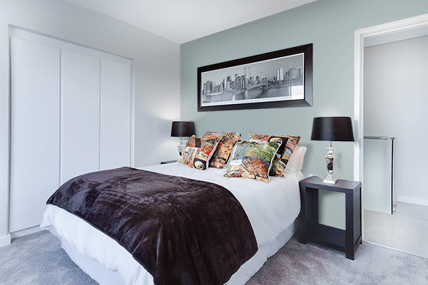 Pretty Photo frame on Metallic Silver color Bedroom interior wall color