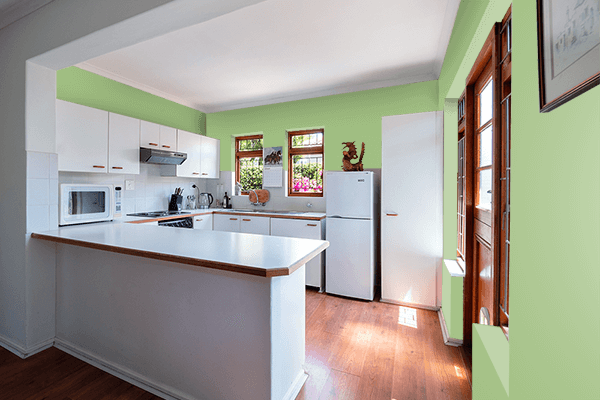 Pretty Photo frame on Olivine color kitchen interior wall color