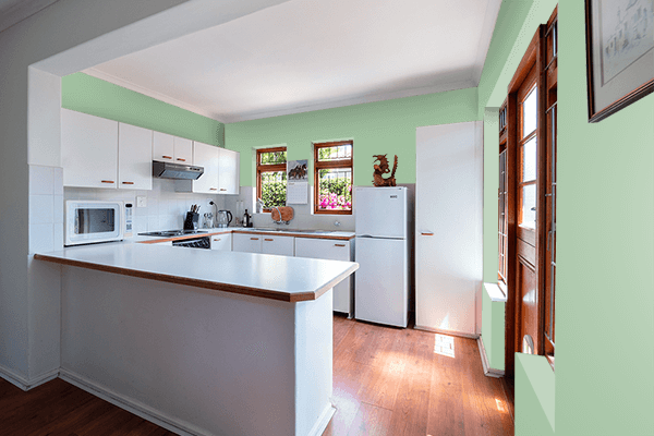 Pretty Photo frame on Cambridge Blue color kitchen interior wall color