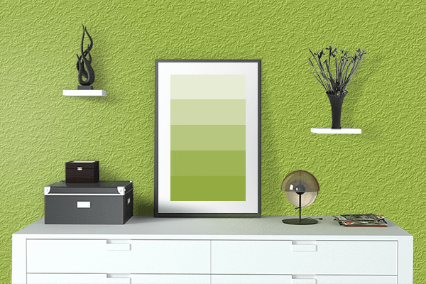 Pretty Photo frame on Android Green color drawing room interior textured wall